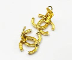 Chanel Vintage Gold Plated Hammered Texture CC Clip on Earrings