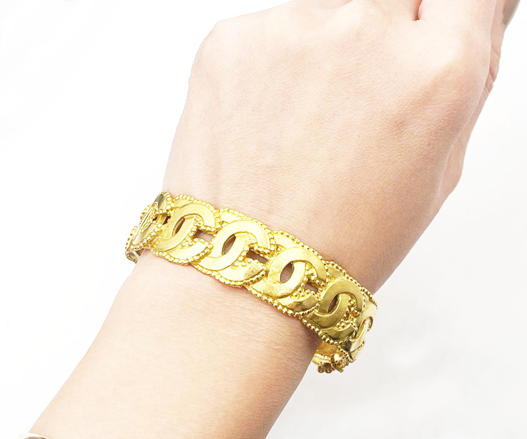Women's Chanel Vintage Gold Plated Multi CC Dots Bangle Bracelet   For Sale