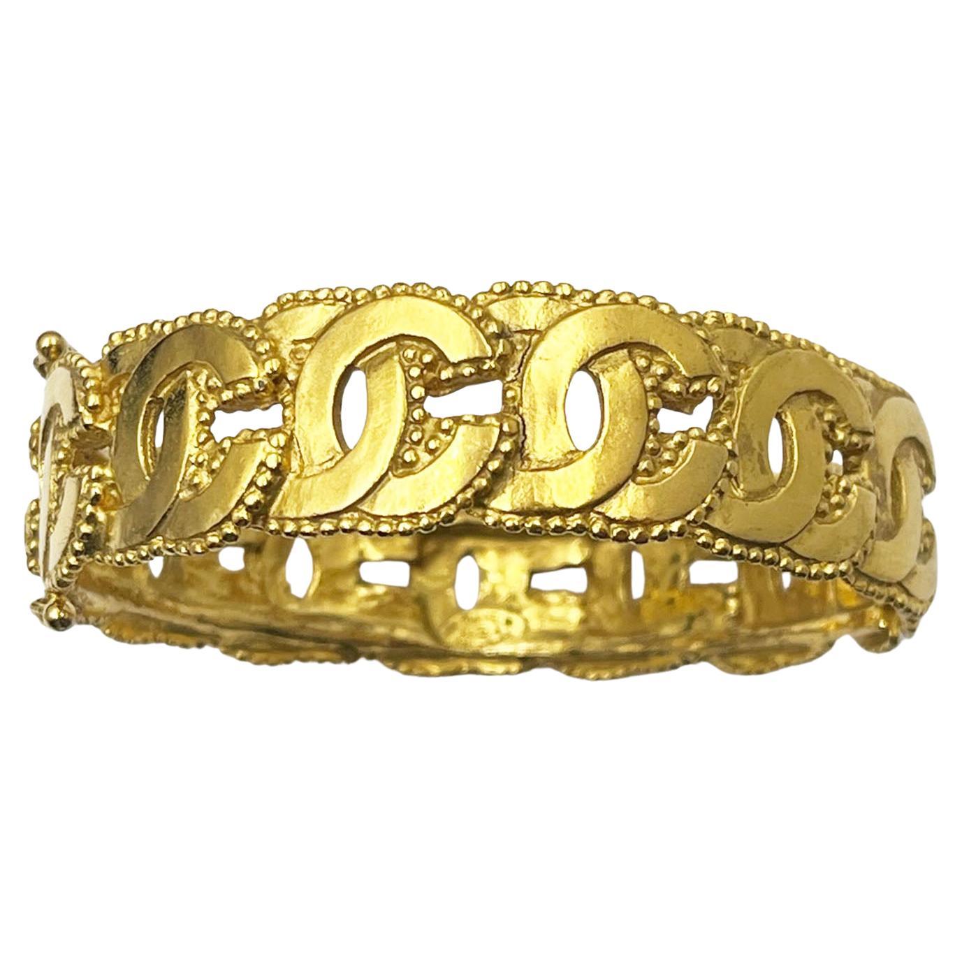Chanel Vintage Gold Plated Multi CC Dots Bangle Bracelet   For Sale
