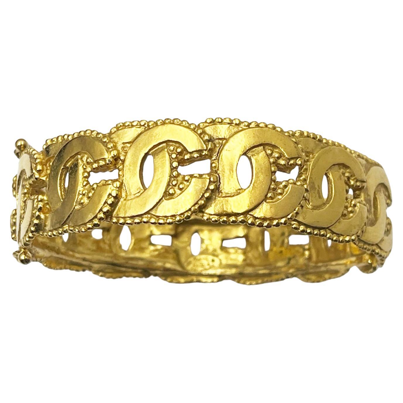 Chanel Vintage Gold Plated Multi CC Dots Bangle Bracelet