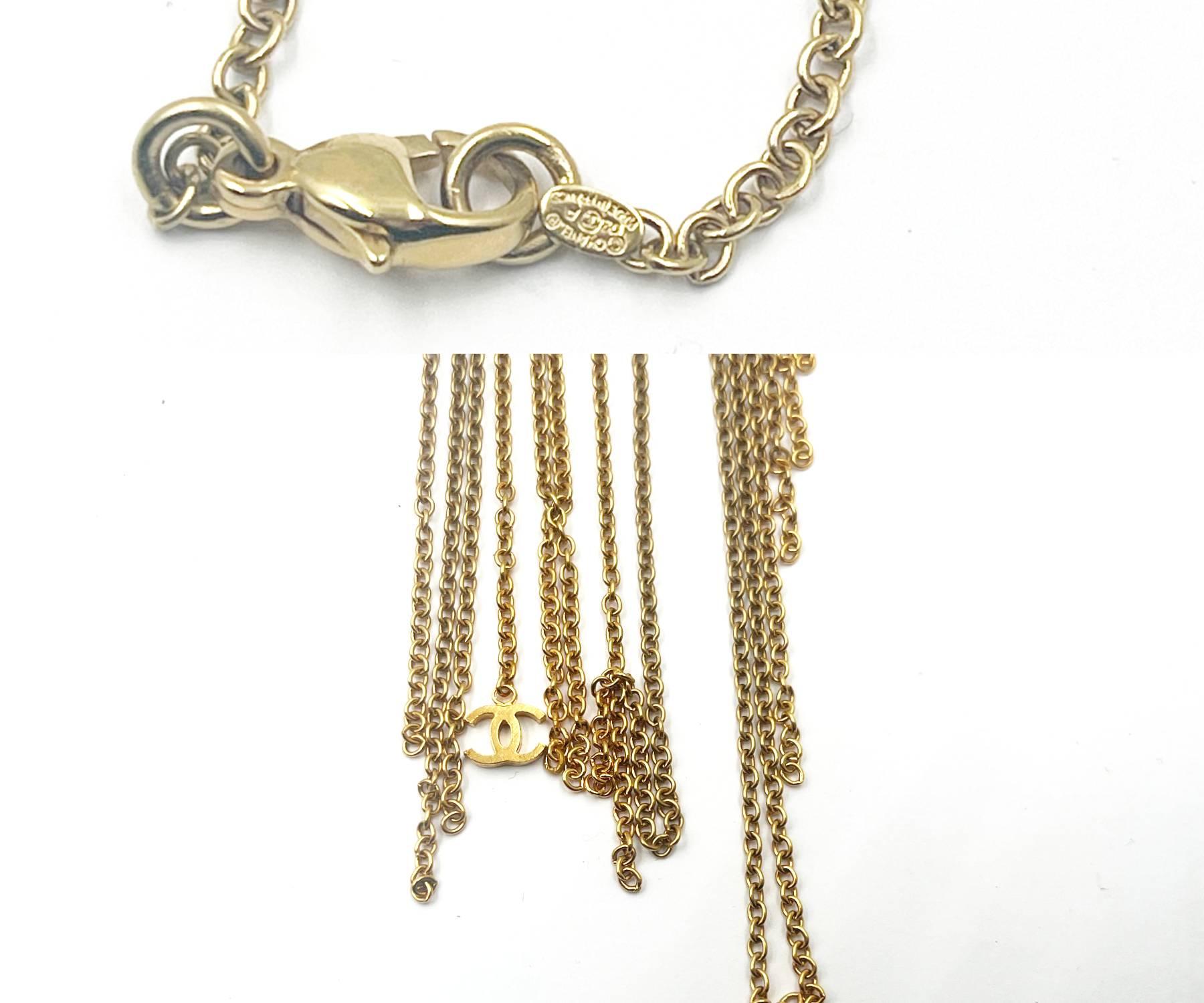 Chanel Vintage Gold Plated Multi Chain CC Bib Choker Necklace In Good Condition For Sale In Pasadena, CA