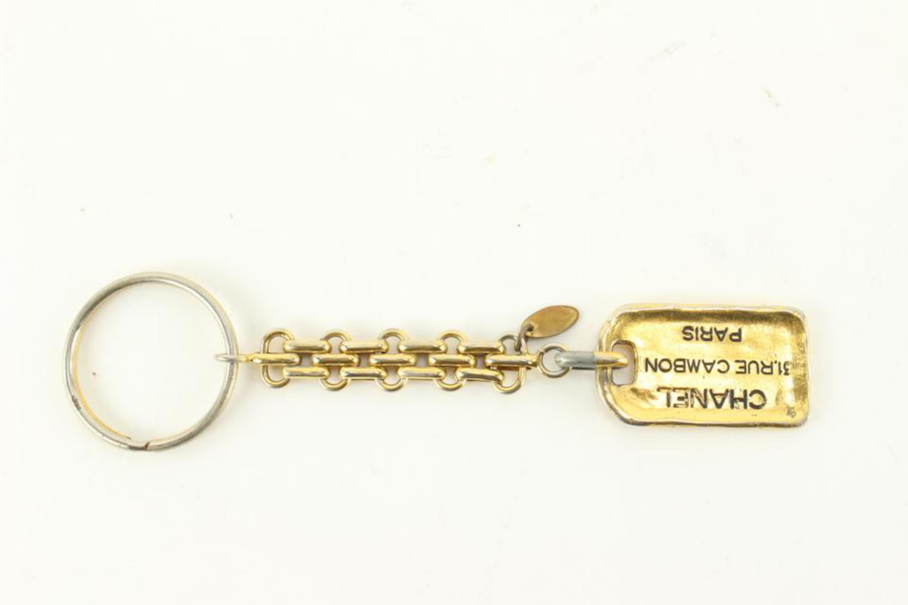 Chanel Vintage Gold Plated Rue Cambon CC Keychain Bag Charm Pendant 81ca711s 5