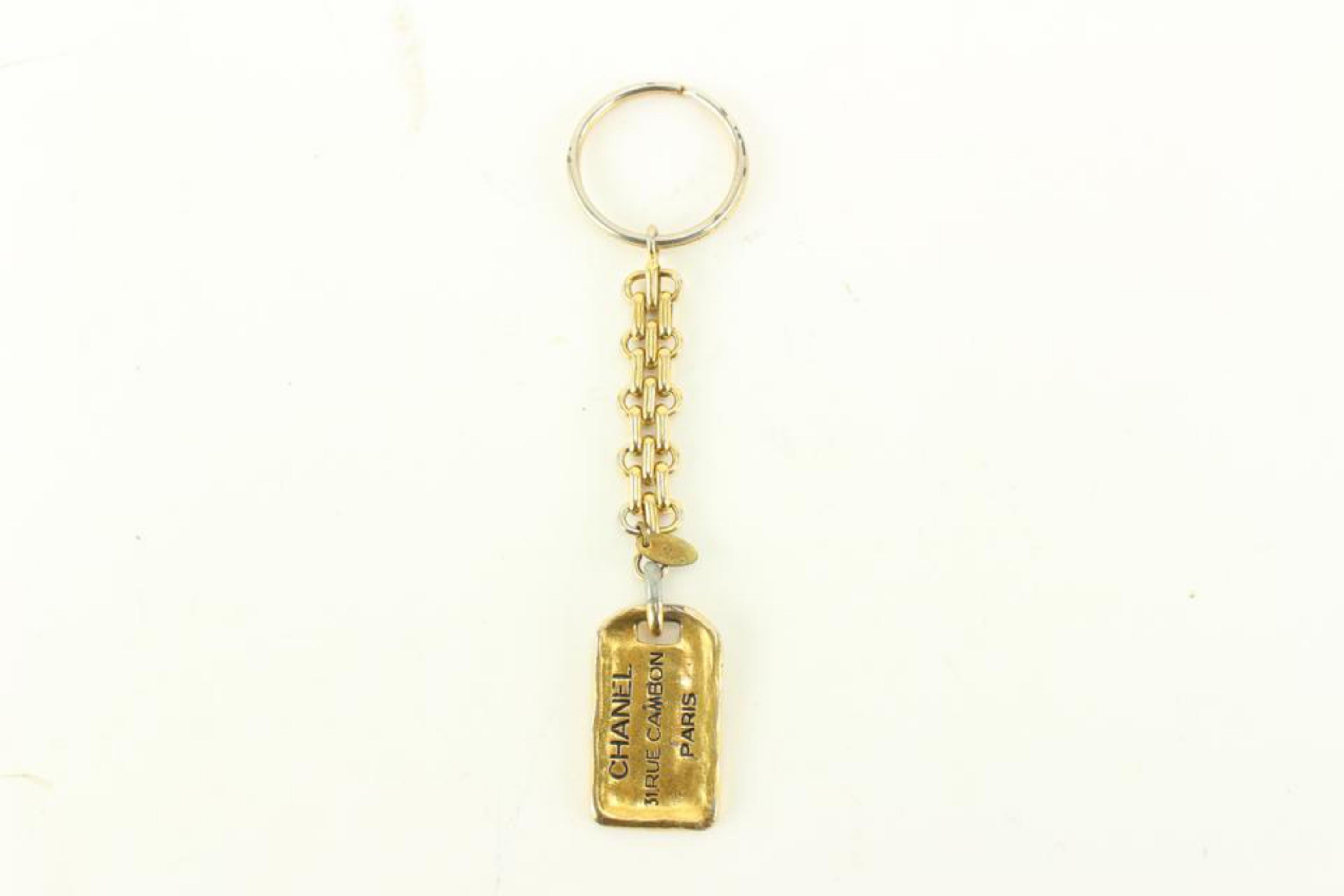 Chanel Vintage Gold Plated Rue Cambon CC Keychain Bag Charm Pendant 81ca711s 6