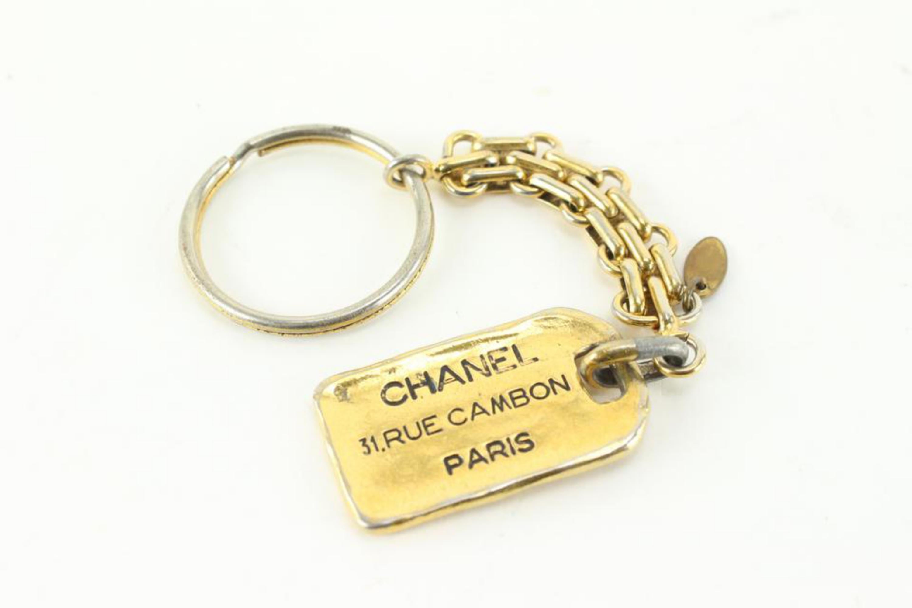 Chanel Vintage Gold Plated Rue Cambon CC Keychain Bag Charm Pendant 81ca711s 7