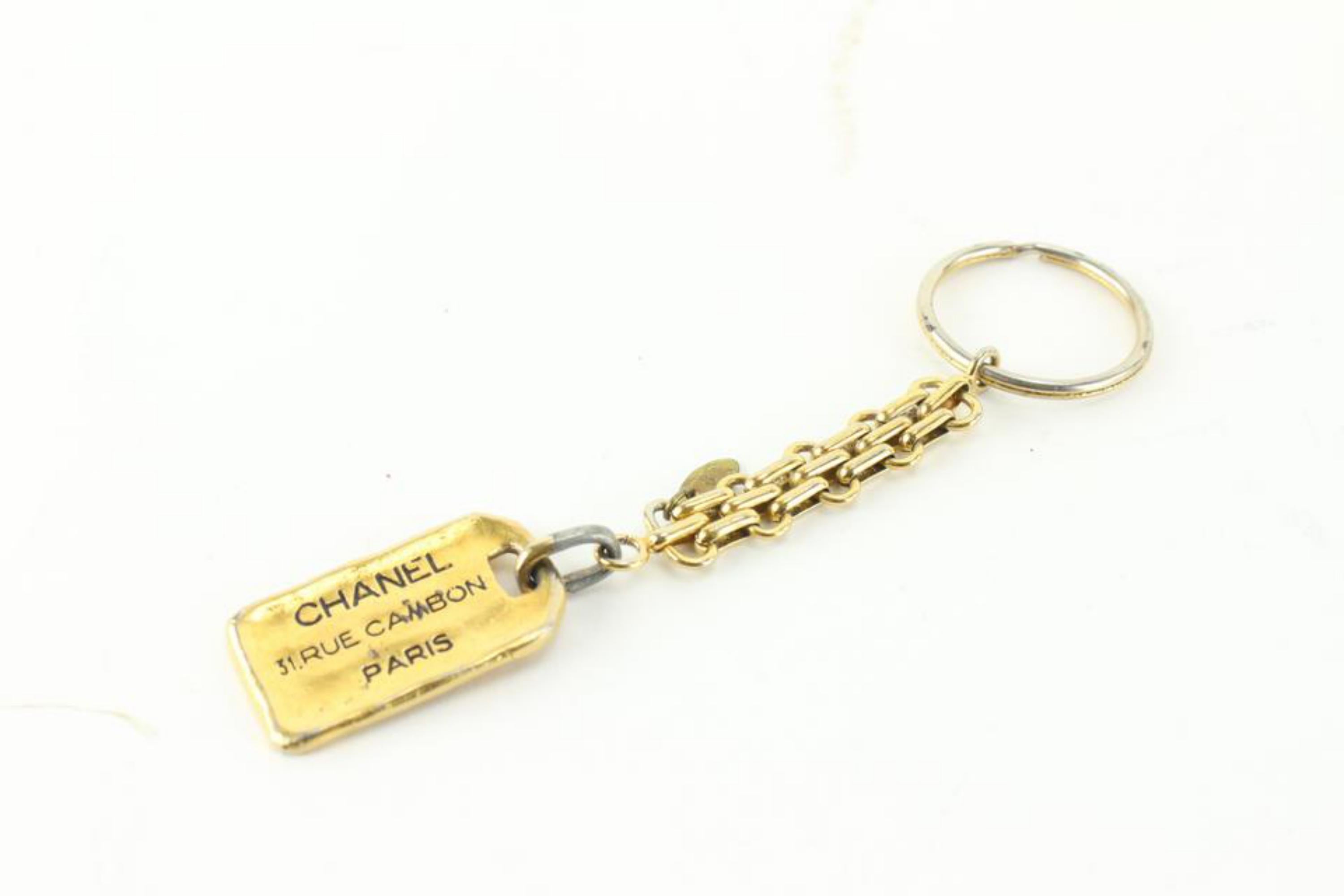 Chanel Vintage Gold Plated Rue Cambon CC Keychain Bag Charm Pendant 81ca711s 2