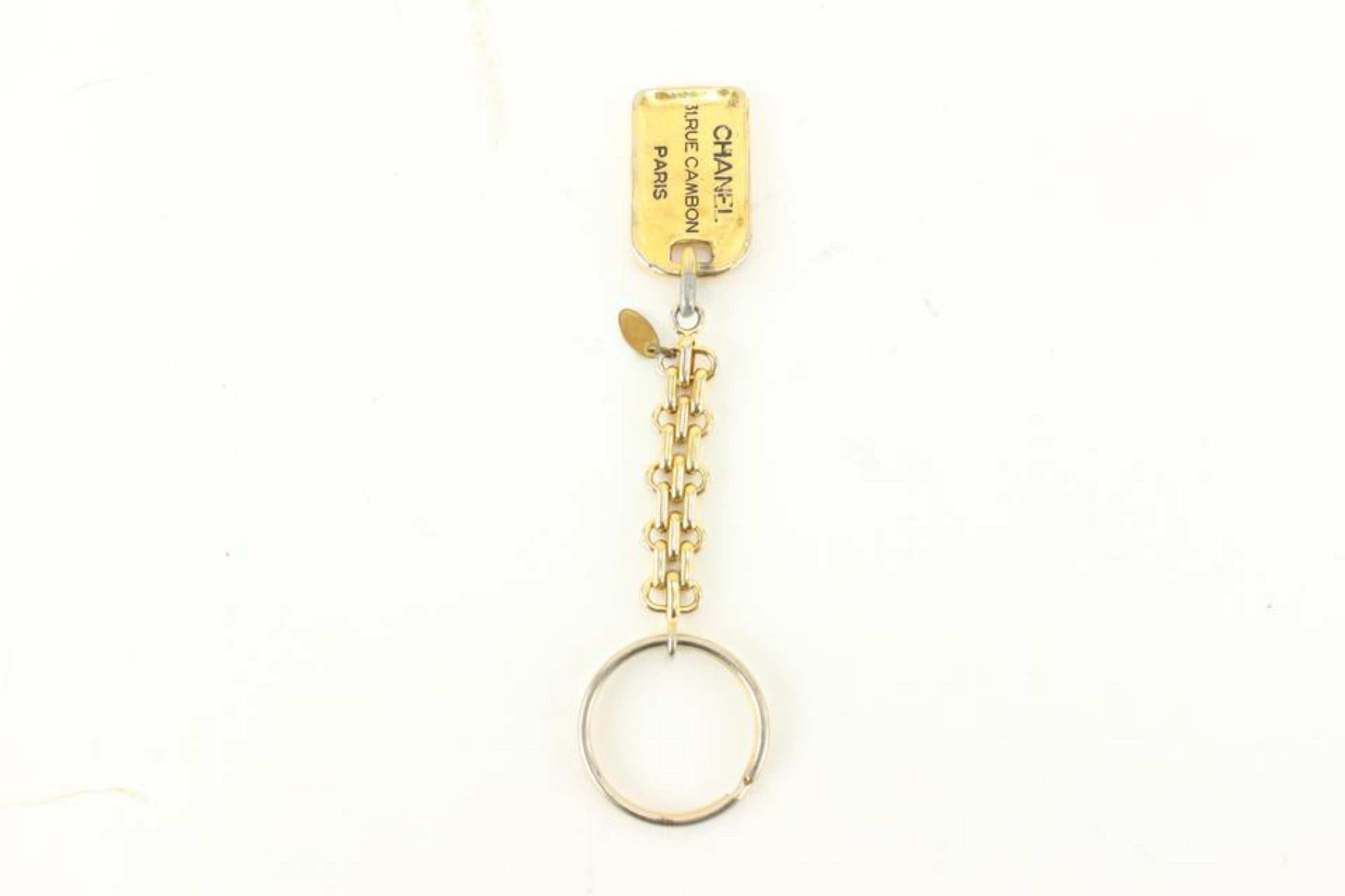 Chanel Vintage Gold Plated Rue Cambon CC Keychain Bag Charm Pendant 81ca711s 3