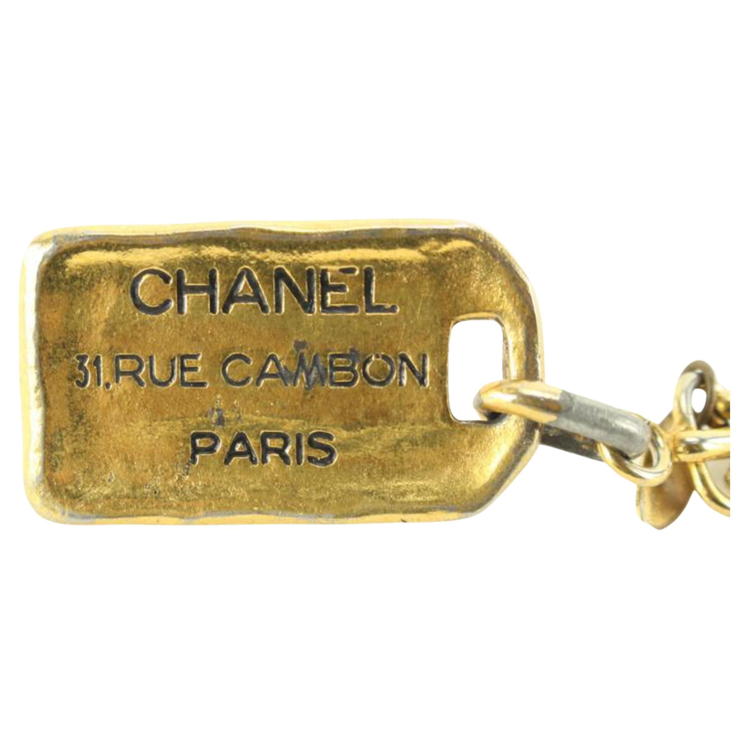 Chanel Vintage Gold Plated Rue Cambon CC Keychain Bag Charm Pendant 81ca711s