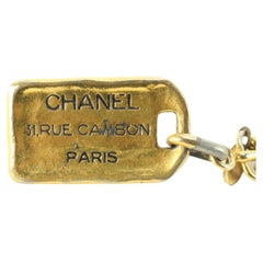 Chanel Vintage Gold Plated Rue Cambon CC Keychain Bag Charm Pendant 81ca711s