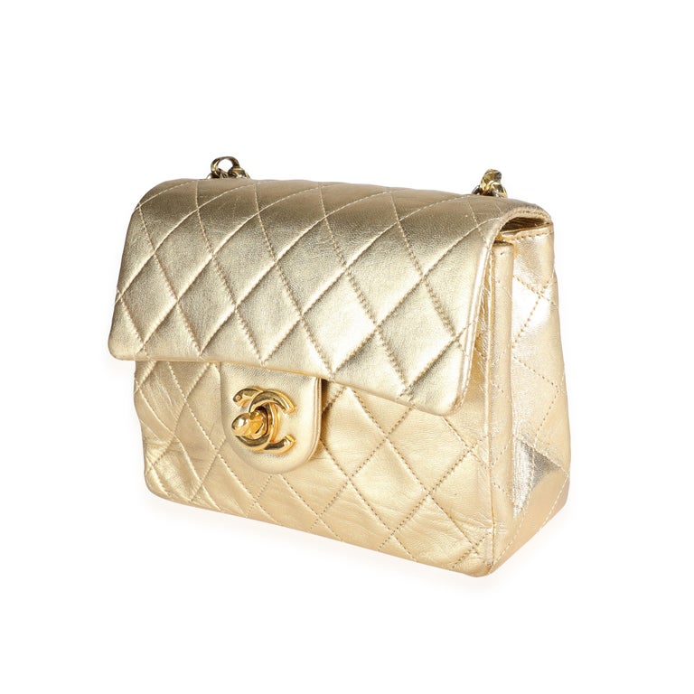 Chanel Gold Mini Quilted Lambskin Vintage Shoulder Bag at Jill's