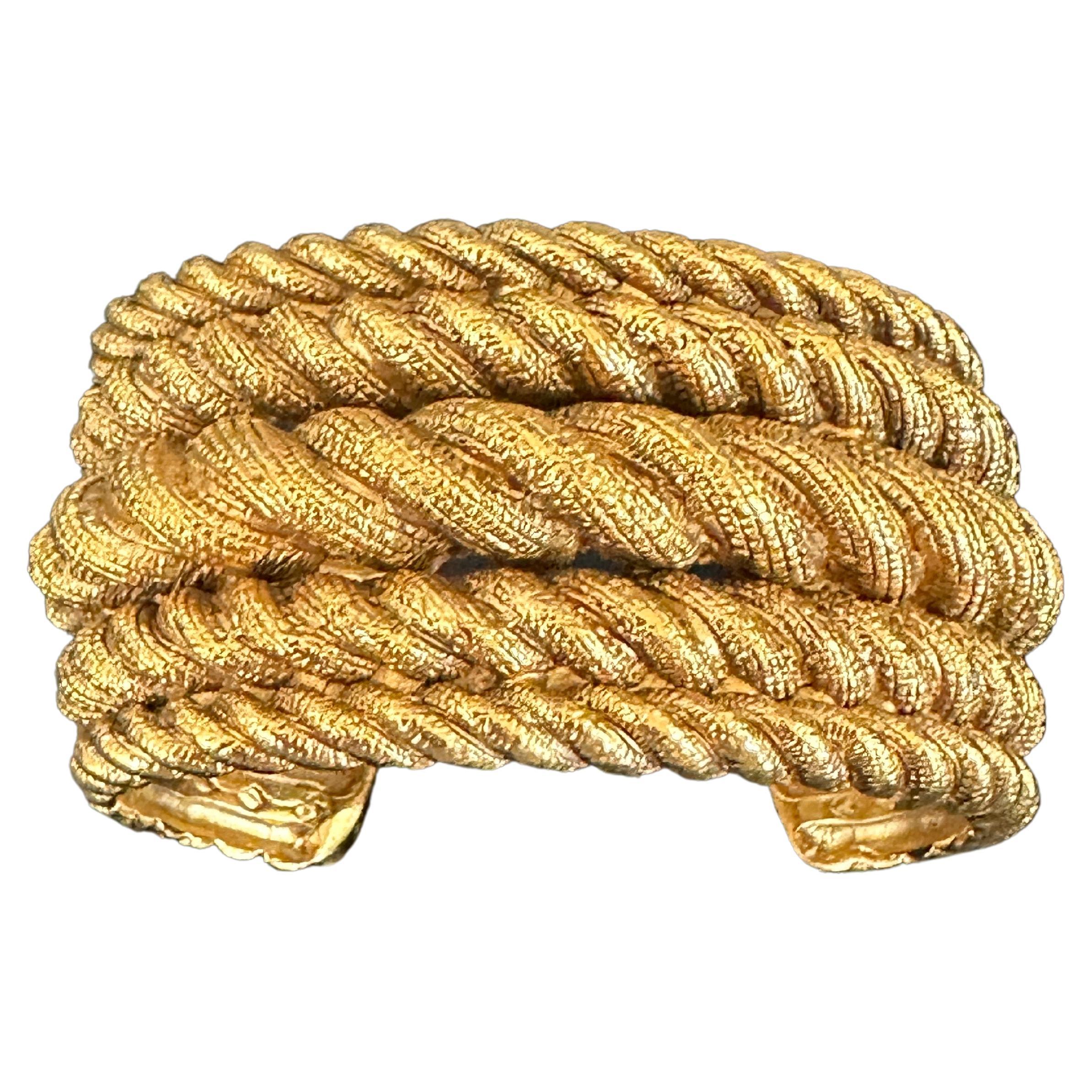 Chanel Vintage Gold Rope Cuff Bracelet For Sale at 1stDibs