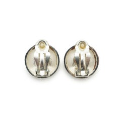 Chanel Vintage Gold Silver CC Sunburst Clip-on Earrings Silver Brass