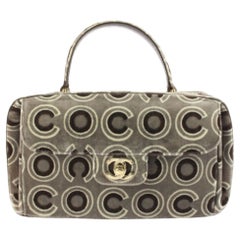 Chanel Vintage Grey Silver Classic Flap Top Handle Bag 