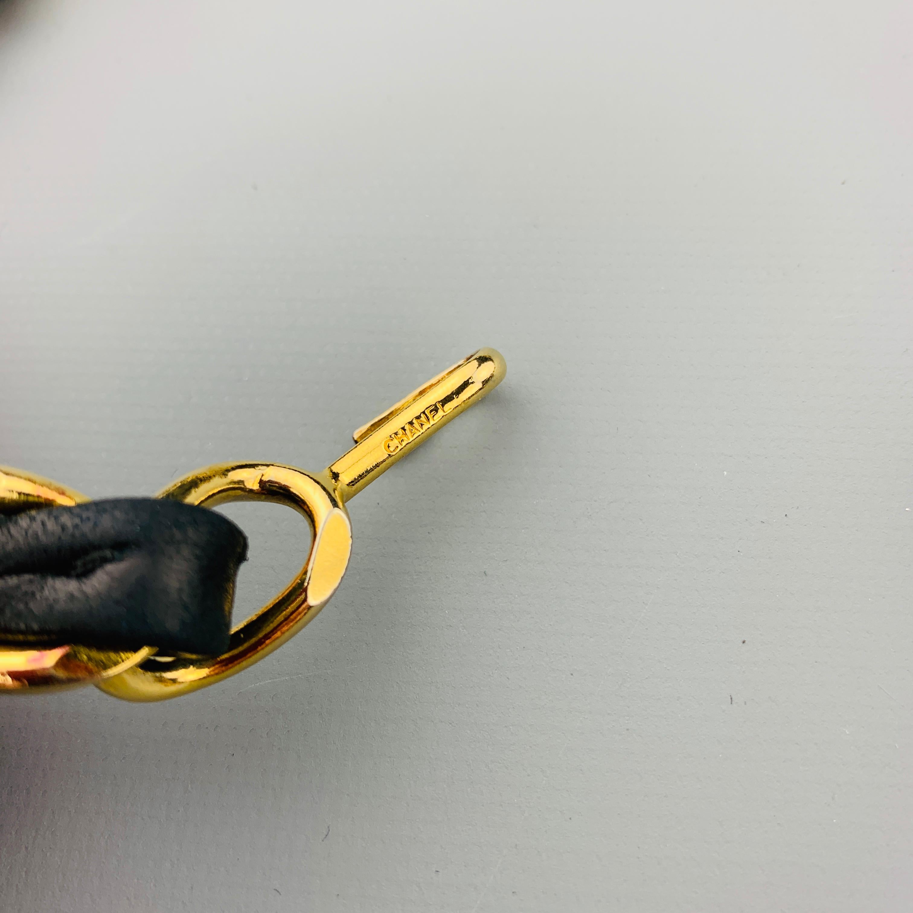 CHANEL Vintage Gold Tone Black Leather Woven Chain Mini Purse Pouch Belt 7