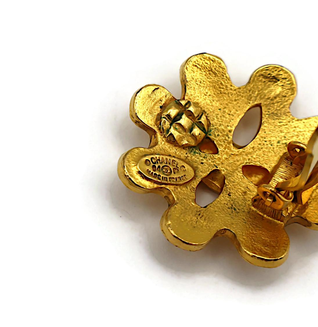 CHANEL Vintage Gold Tone CC Clip-On Earrings, 1994 For Sale 2