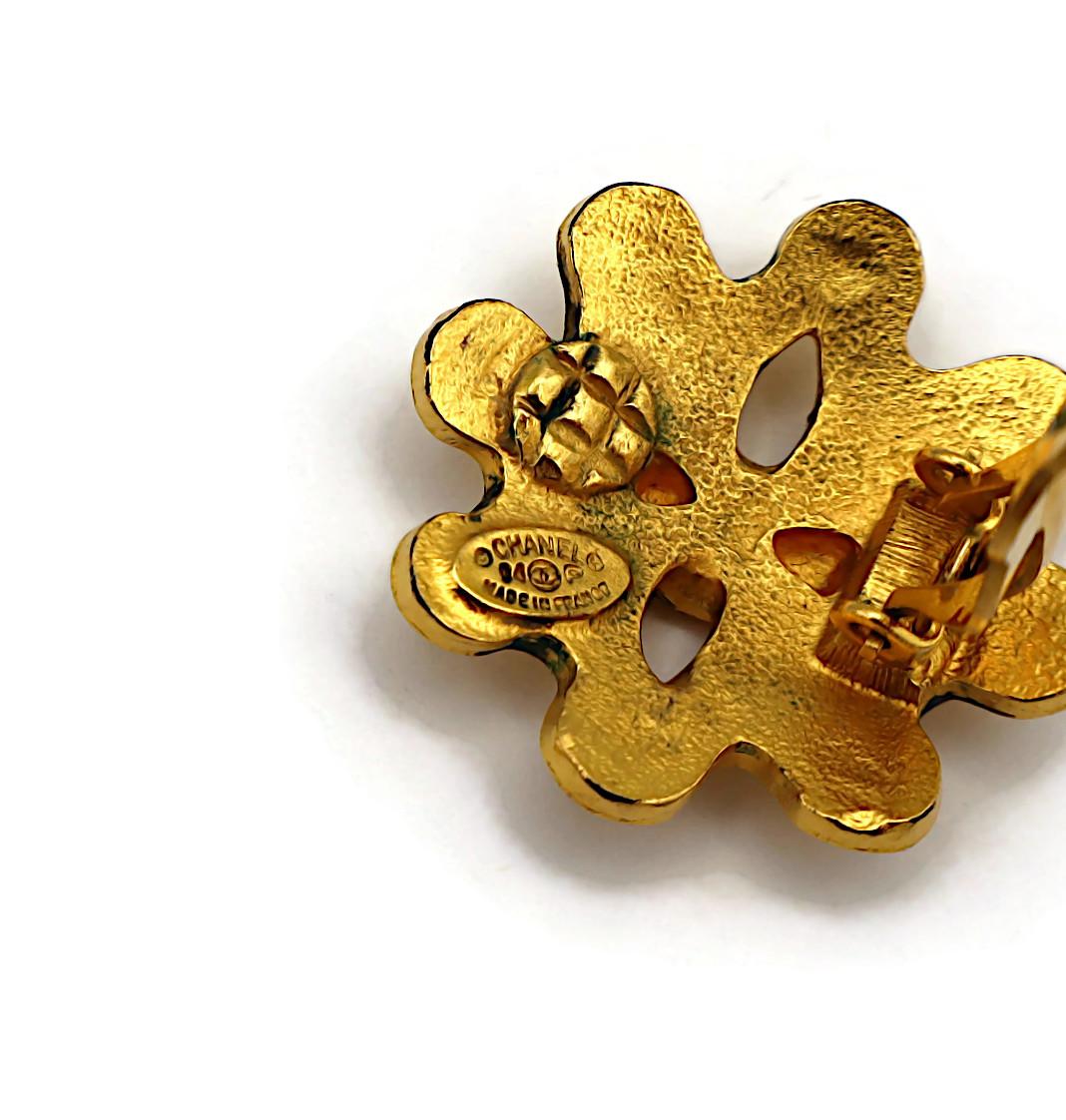 CHANEL Vintage Gold Tone CC Clip-On Earrings, 1994 For Sale 3