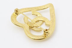 Chanel Vintage Gold-tone CC Heart Brooch