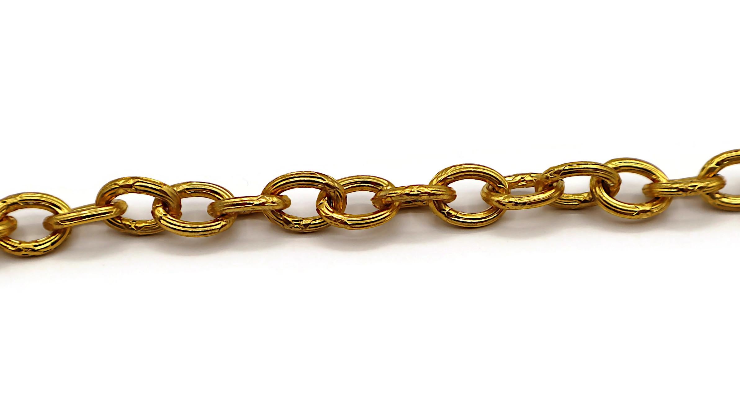 Women's CHANEL Vintage Gold Tone CC Medallion Pendant Sautoir Necklace, 1993 For Sale