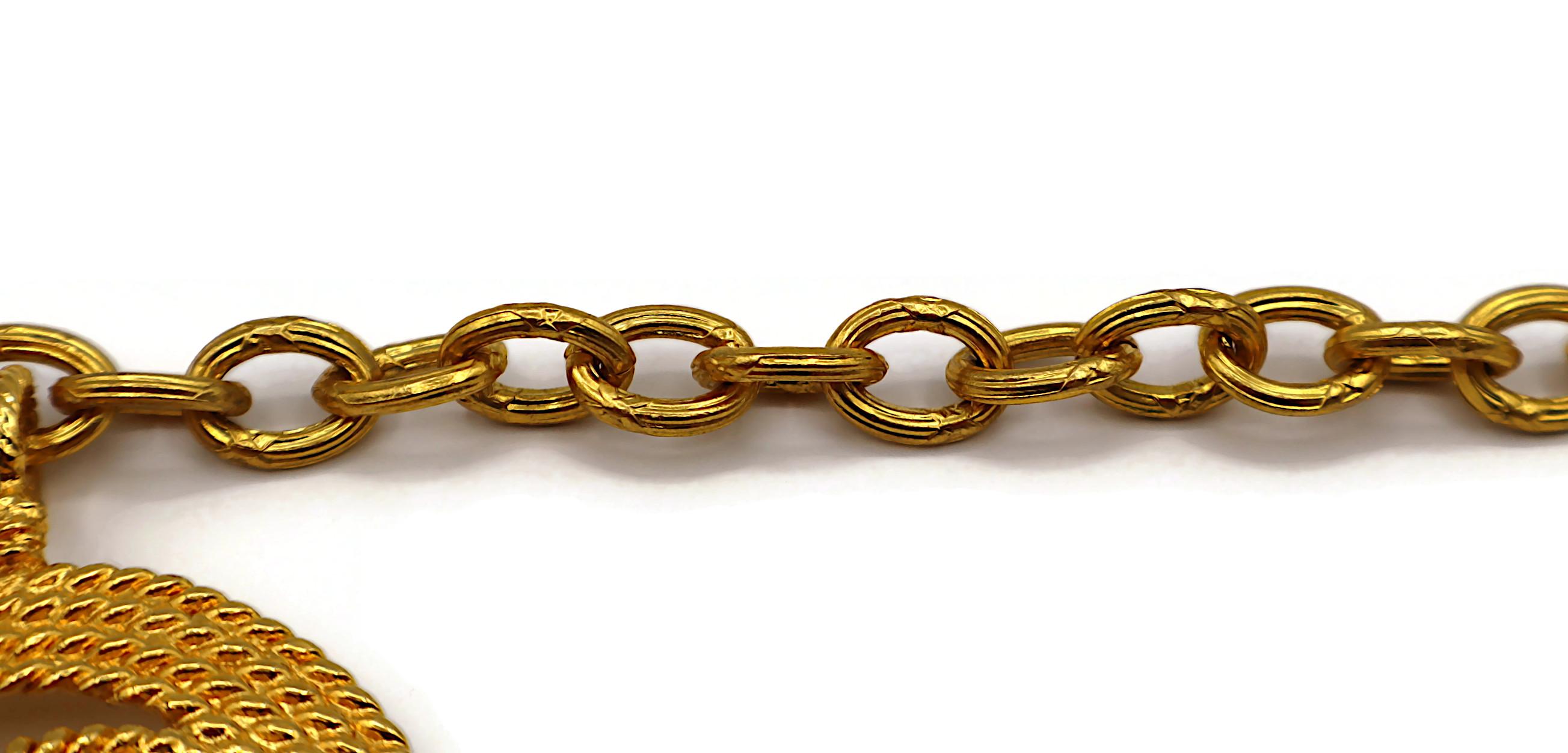 CHANEL Vintage Gold Tone CC Medallion Pendant Sautoir Necklace, 1993 For Sale 5