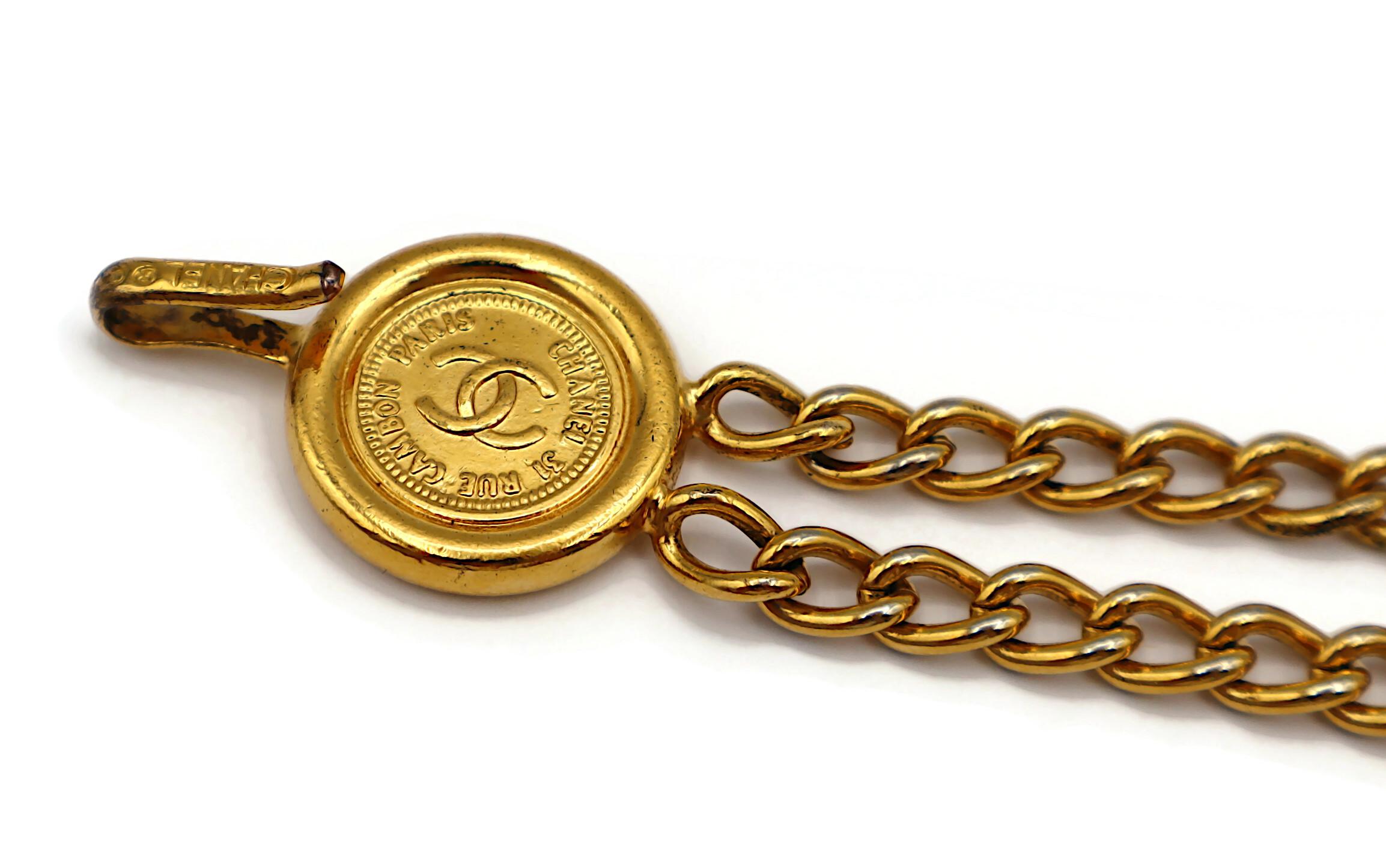 CHANEL Vintage Gold Tone Chain Belt 31 Rue Cambon Paris Coins, 1998 For Sale 6