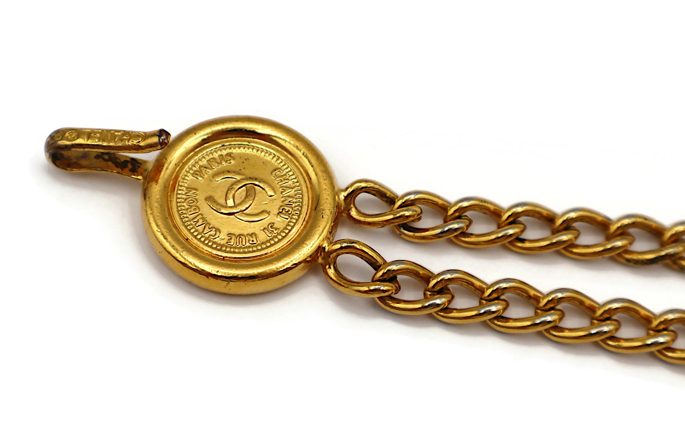 CHANEL Vintage Goldfarbener Kettengürtel mit Kette 31 Rue Cambon Paris Münzen, 1998 im Angebot 6