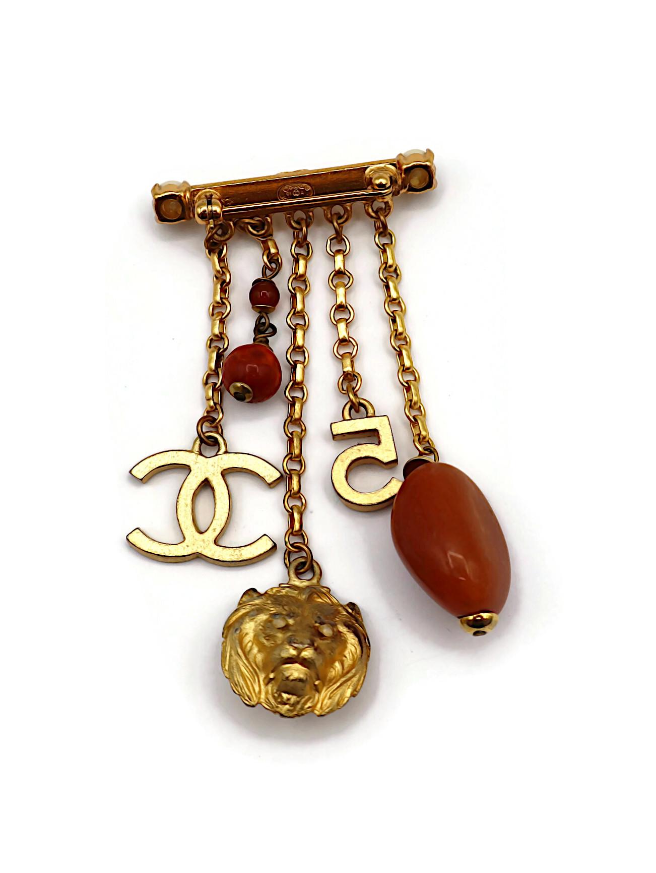 CHANEL Vintage Gold Tone Charm Brooch, Fall 2001 7