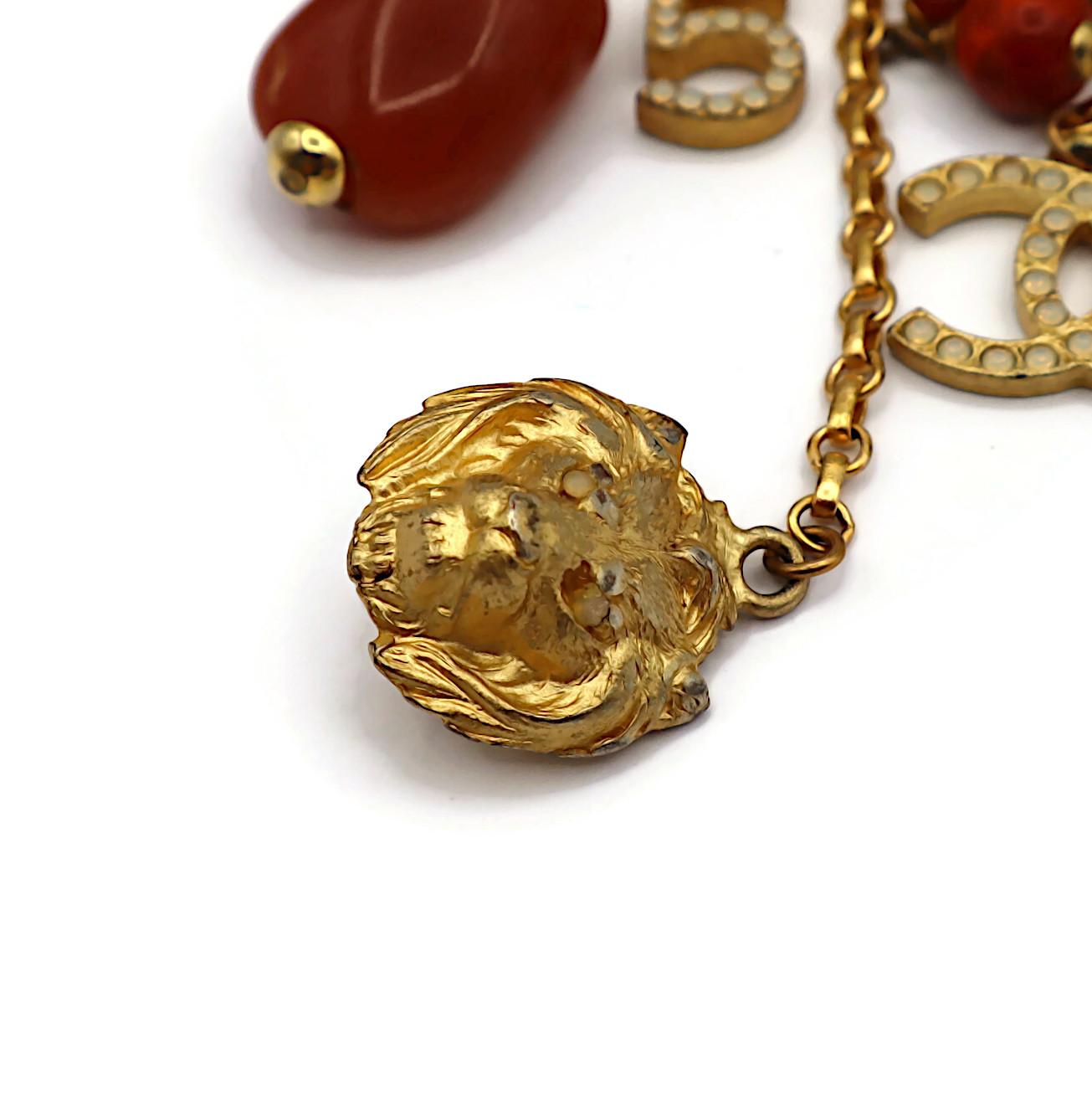 CHANEL Vintage Gold Tone Charm Brooch, Fall 2001 9