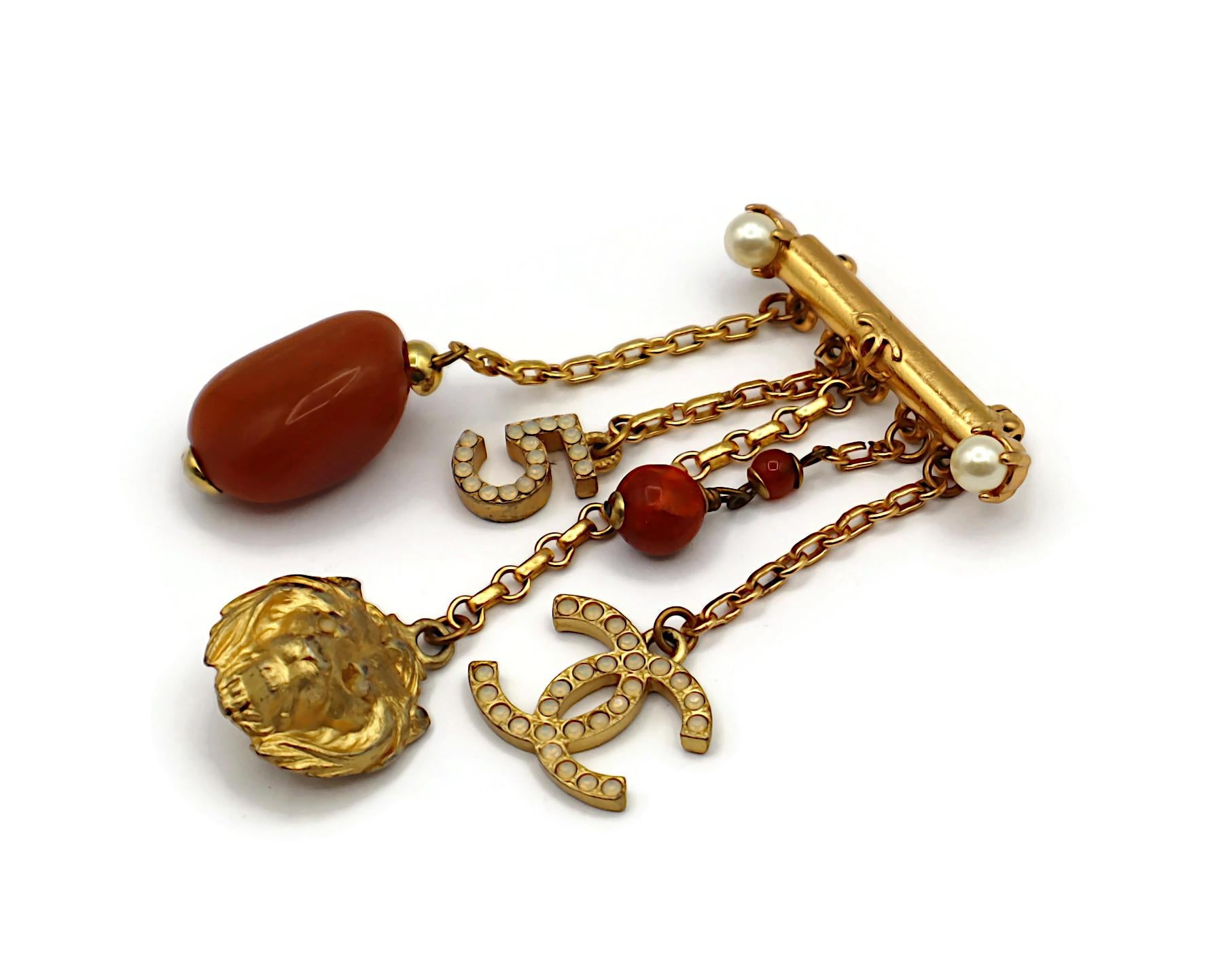 CHANEL Vintage Gold Tone Charm Brooch, Fall 2001 1