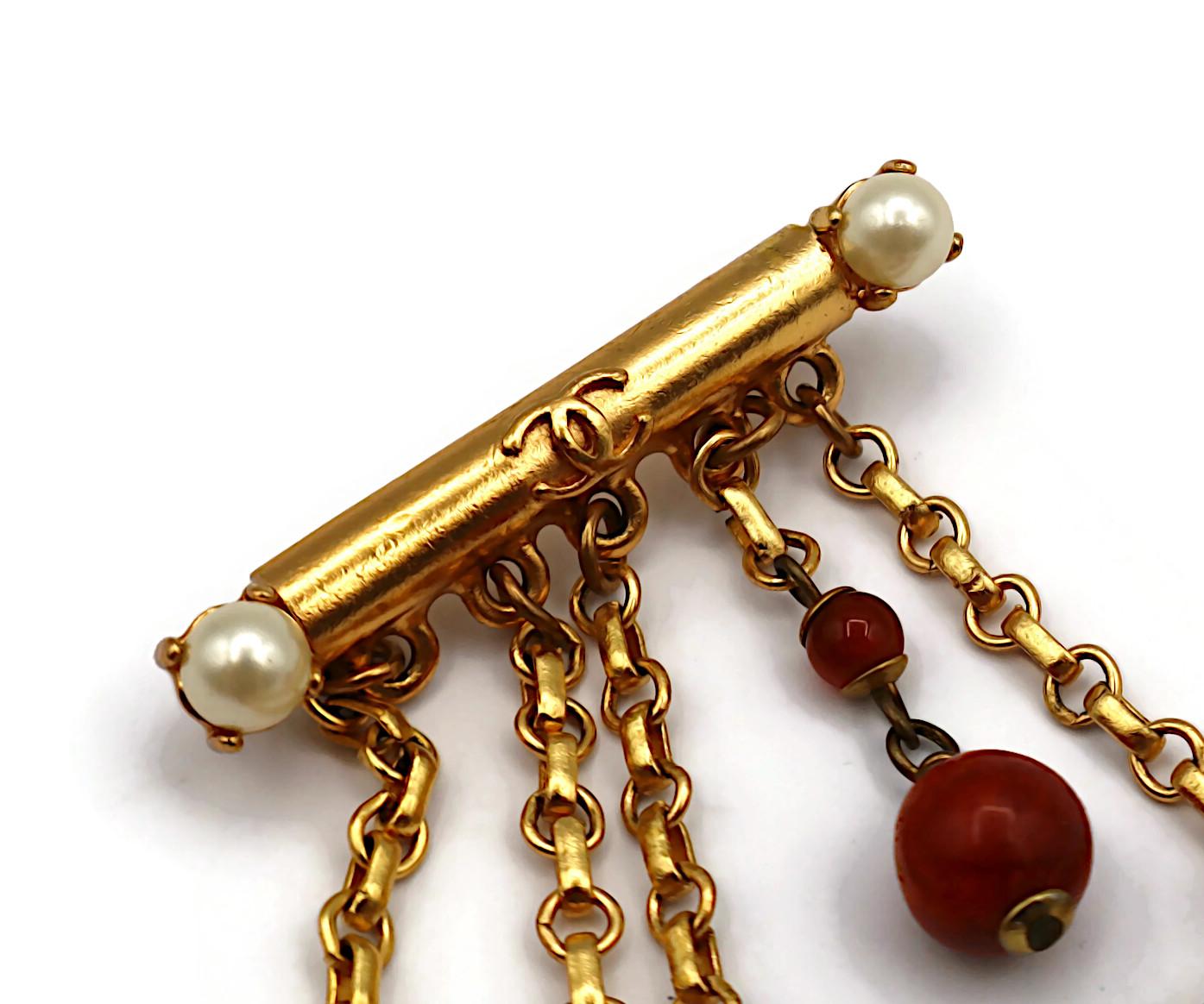 CHANEL Vintage Gold Tone Charm Brooch, Fall 2001 6