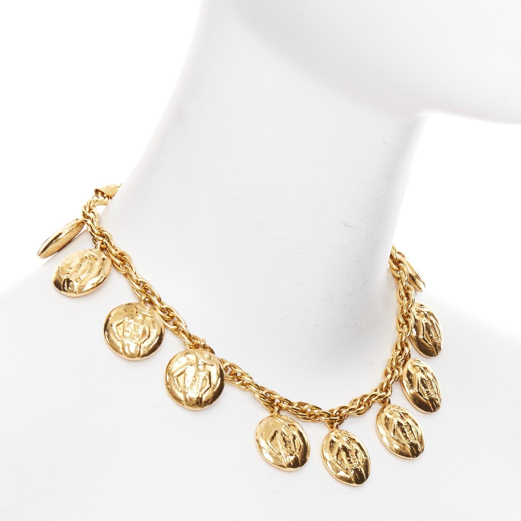CHANEL Vintage Goldton Coco Mademoiselle Medaillon Kette Prinzessin Halskette im Zustand „Hervorragend“ im Angebot in Hong Kong, NT
