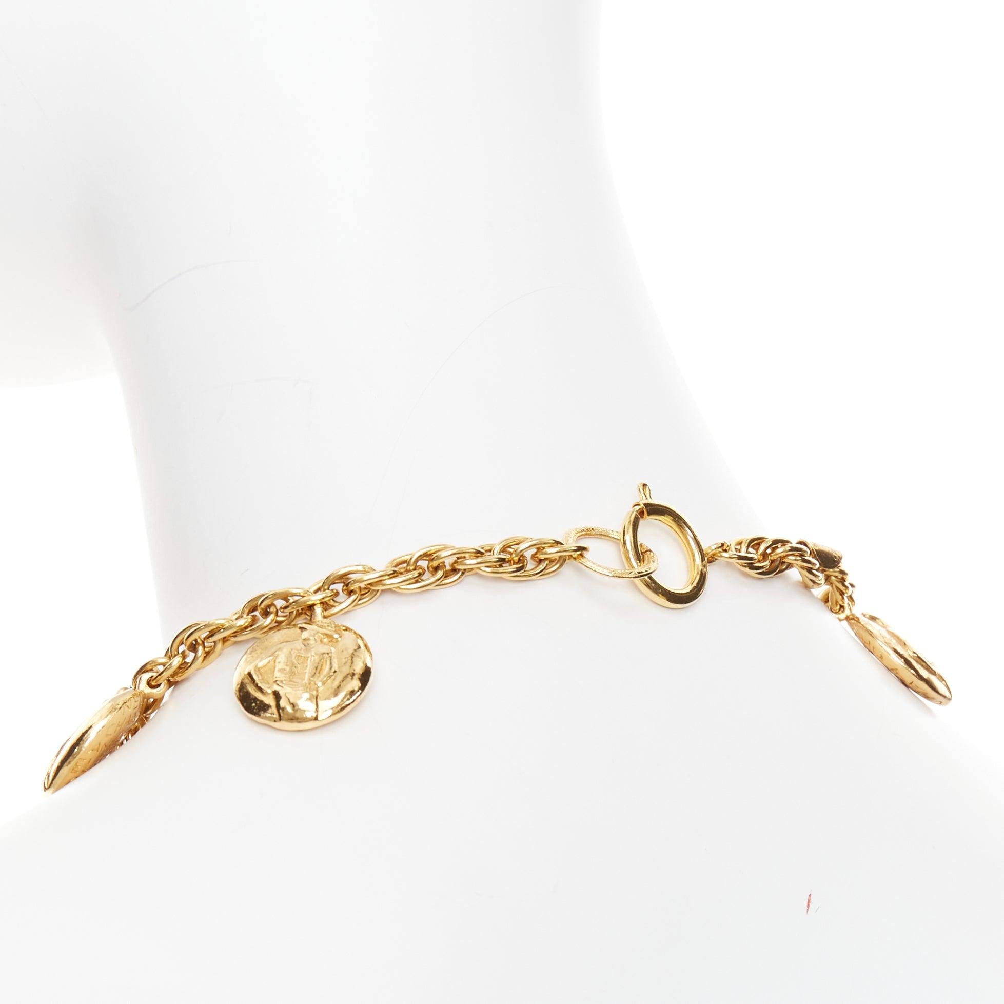 CHANEL Vintage Goldton Coco Mademoiselle Medaillon Kette Prinzessin Halskette im Angebot 2