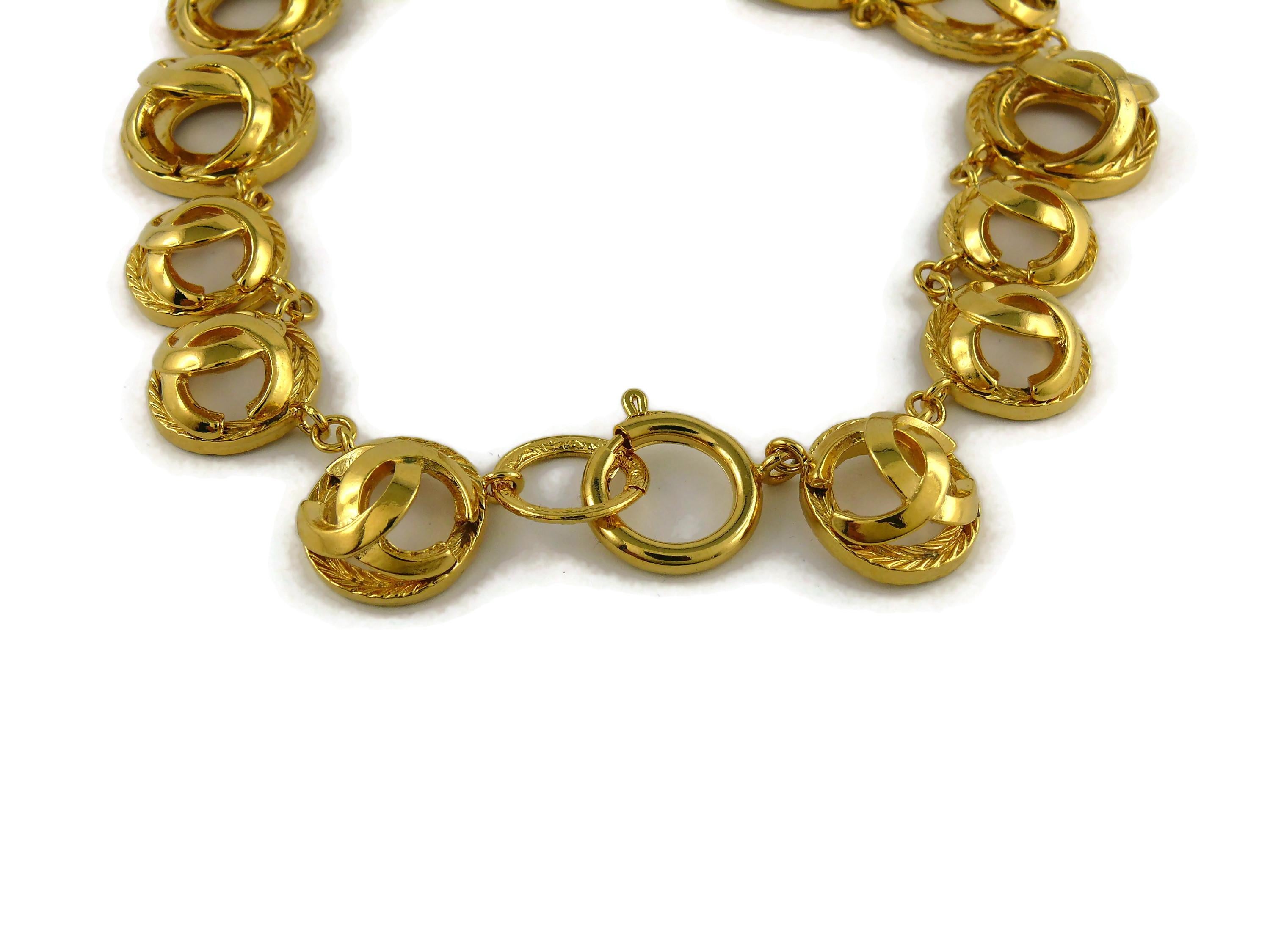 Chanel Vintage Gold Tone Domed CC Medallion Collar Necklace 3