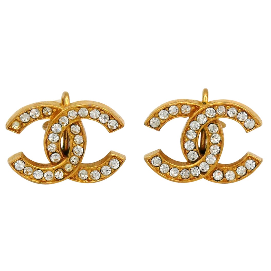 CHANEL Vintage Boucles d'oreilles CC à clip en or et bijoux