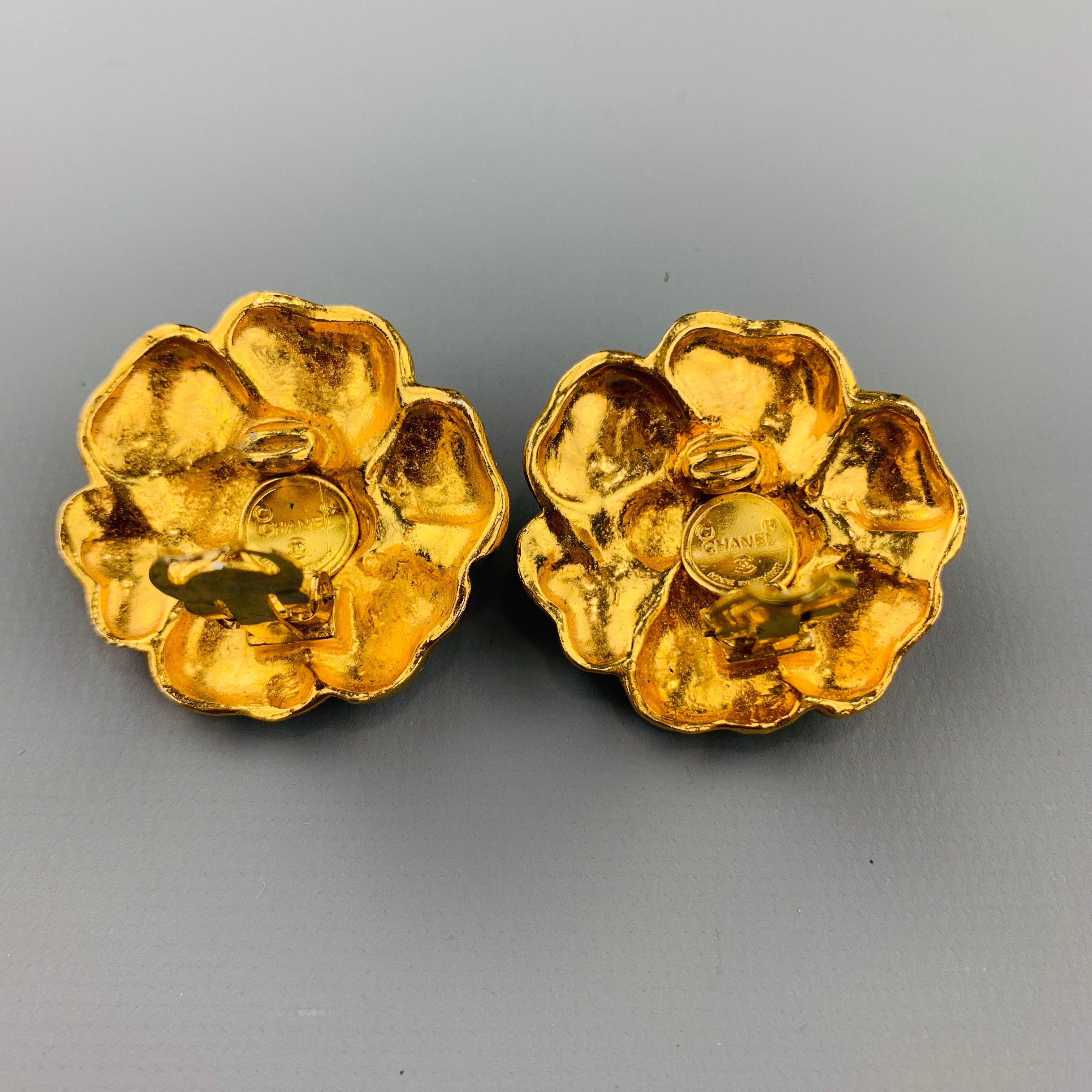 chanel camellia flower earrings