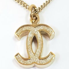 Chanel Vintage Gold-Tone Metal Large Size CC Logo Chain Necklace