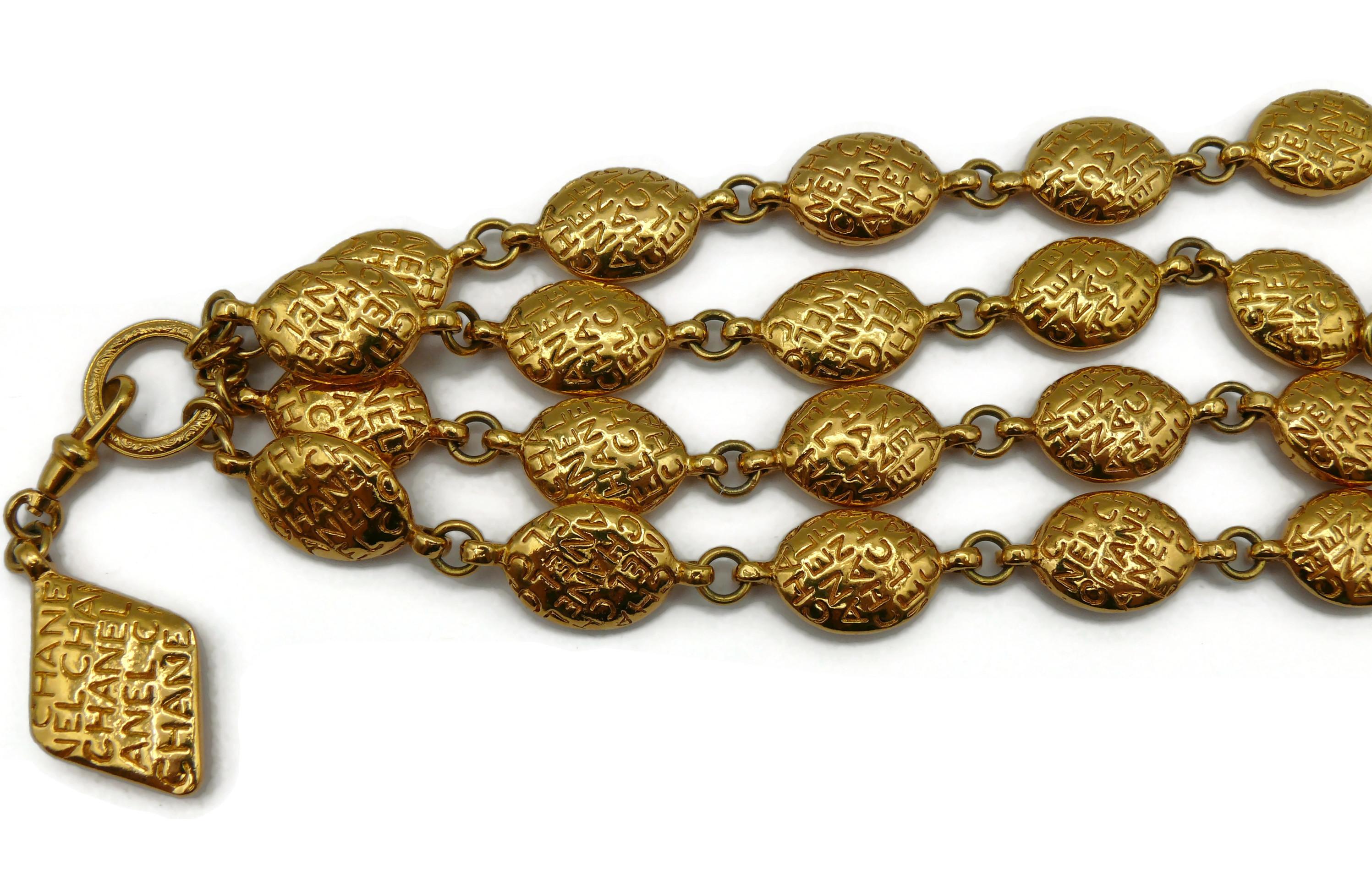 CHANEL Vintage Gold Tone Multi Strand Cuff Bracelet For Sale 8