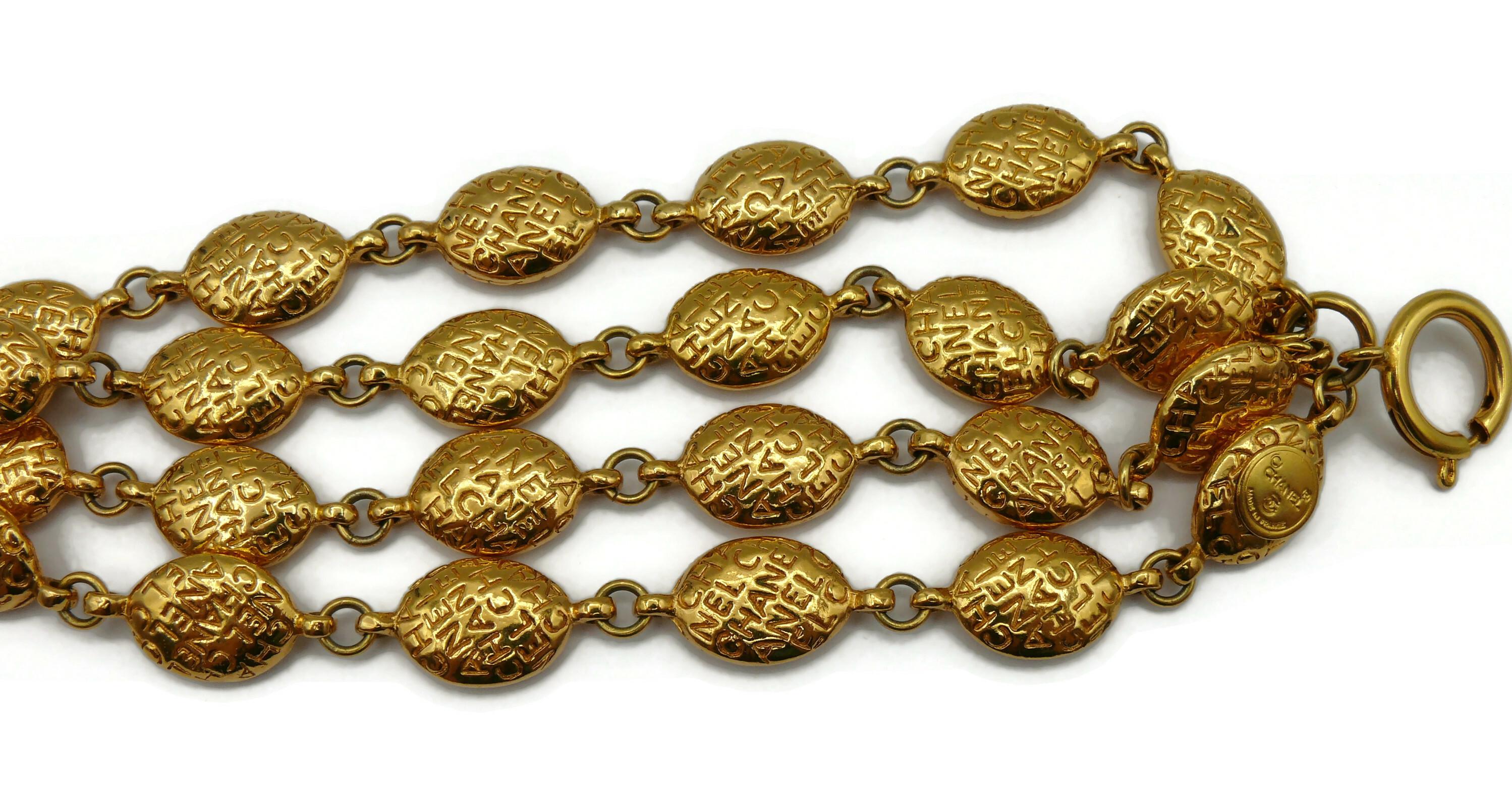 CHANEL Vintage Gold Tone Multi Strand Cuff Bracelet For Sale 9