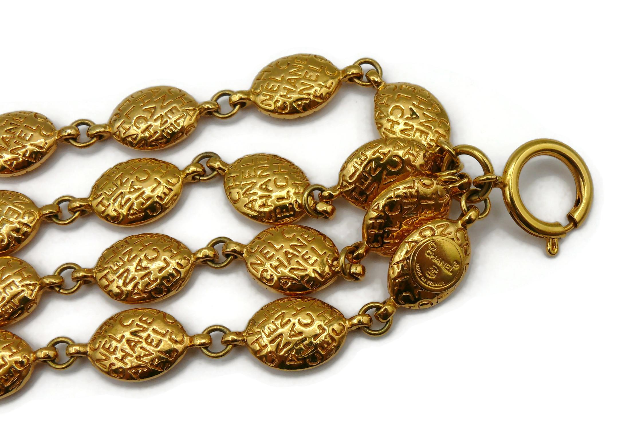 CHANEL Vintage Gold Tone Multi Strand Cuff Bracelet For Sale 10