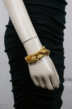 CHANEL Vintage Goldone Multi Strand Cuff Bracelet