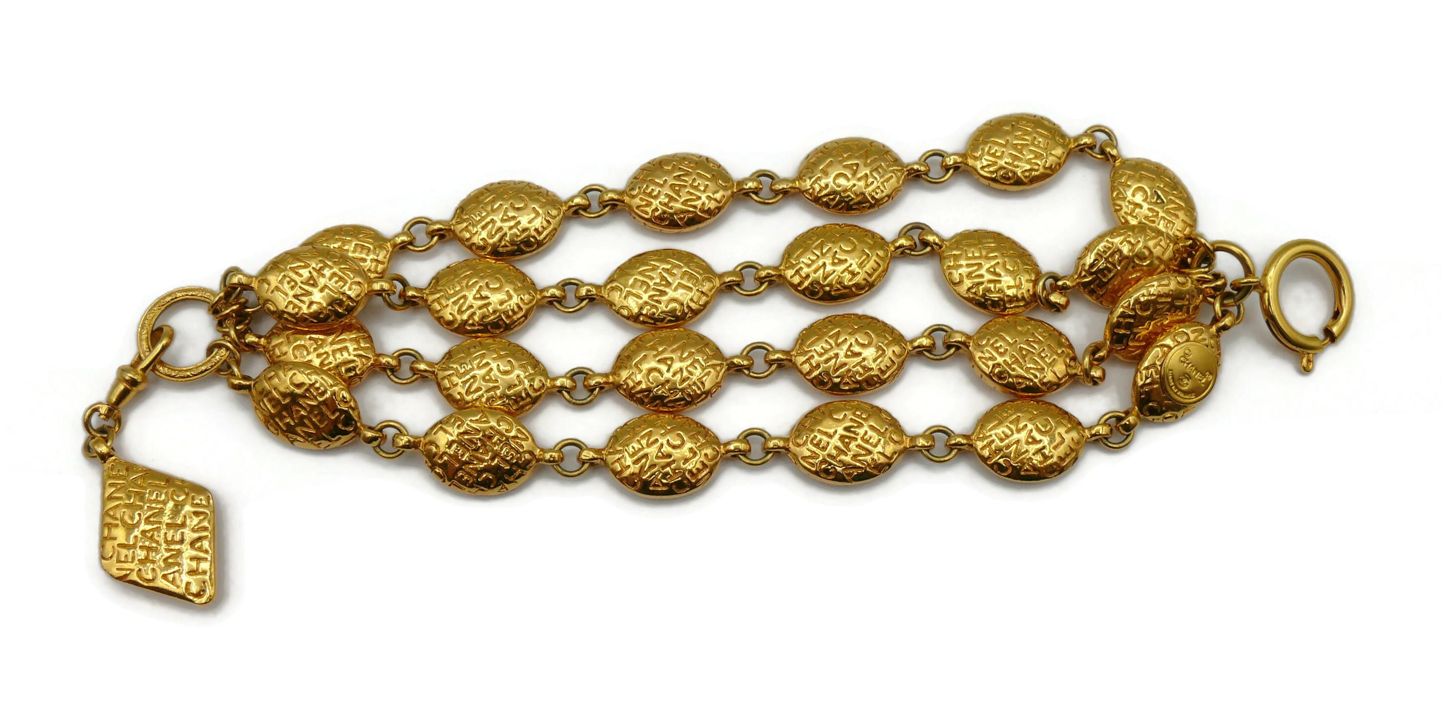CHANEL Vintage Gold Tone Multi Strand Cuff Bracelet For Sale 6