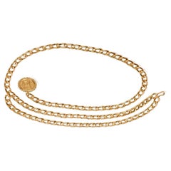 Chanel Vintage Gold-Tone Necklace Belt With CC Logo Medallion, France, 1990s