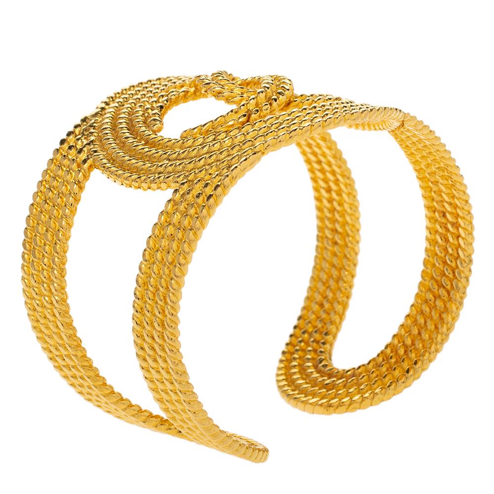 Women's Chanel Vintage Gold Tone Open Cuff Bracelet