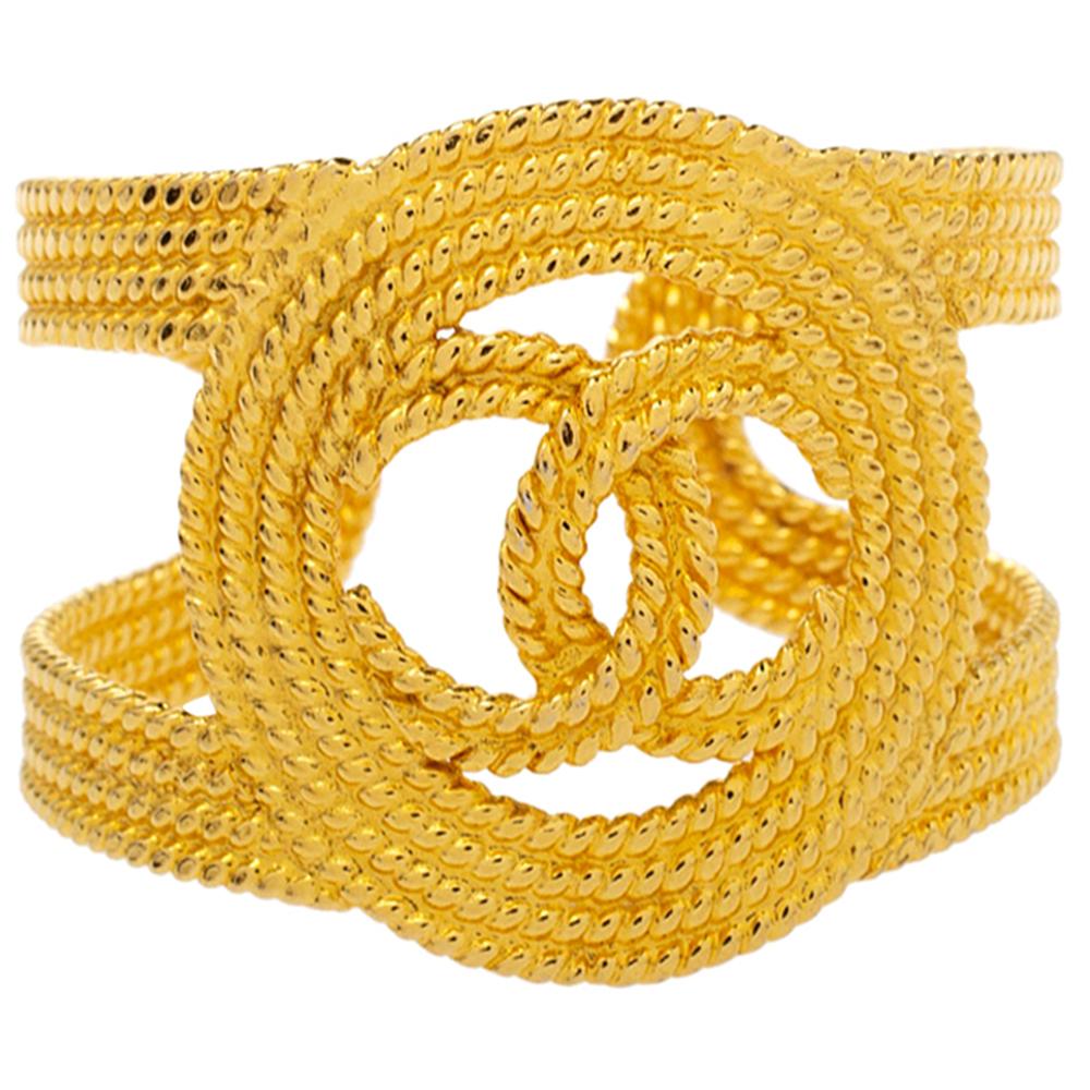 Chanel Vintage Gold Tone Open Cuff Bracelet