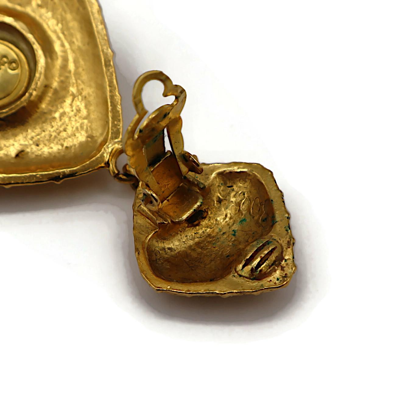 CHANEL Vintage Gold Tone Quilted Losange Dangle Earrings For Sale 9