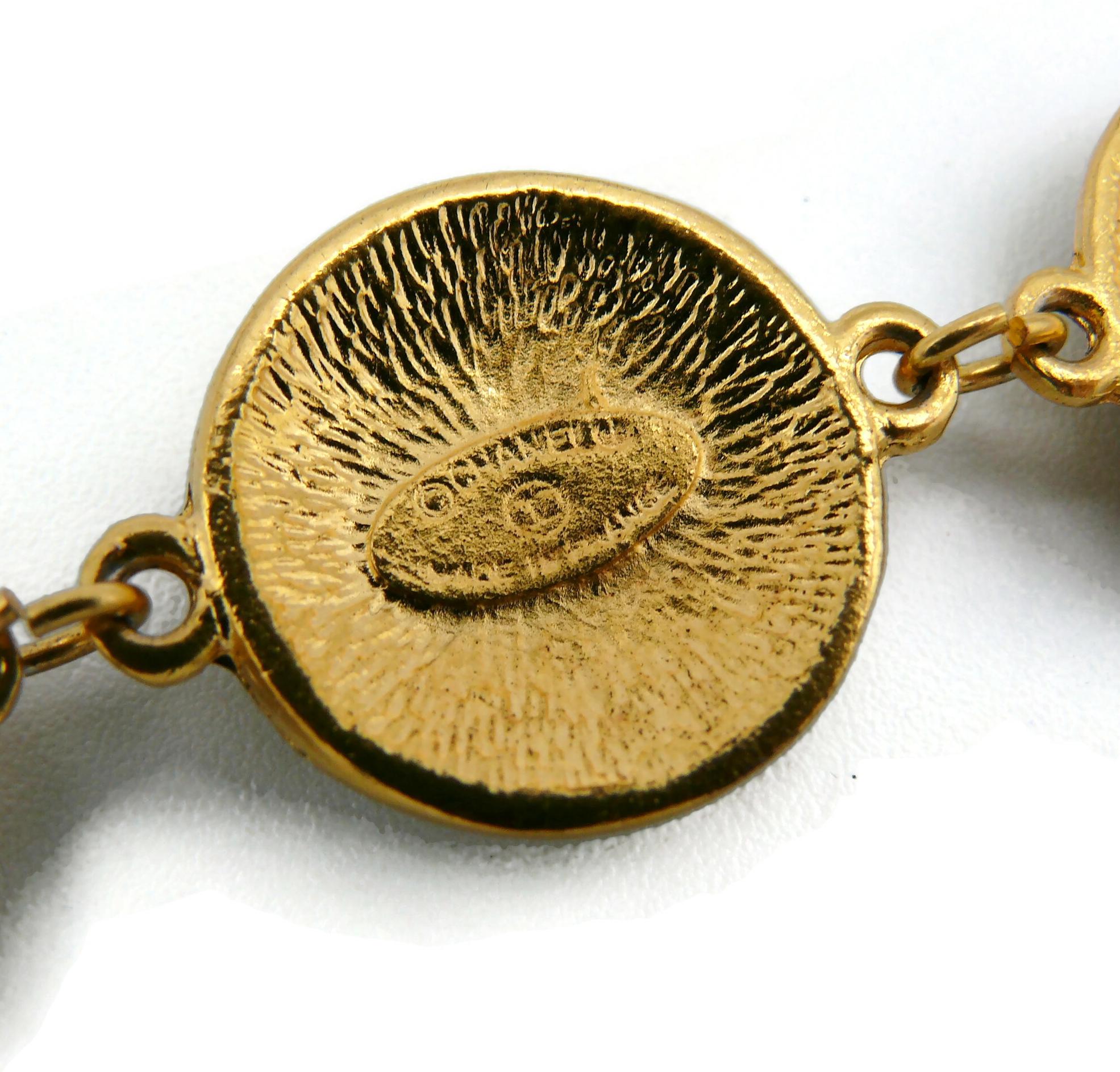 CHANEL Vintage Gold Tone Sunburst CC Coin Link Bracelet For Sale 4
