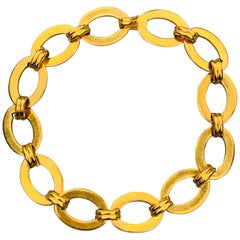 CHANEL Vintage Gold Tone Thick Oval Chain Choker Necklace