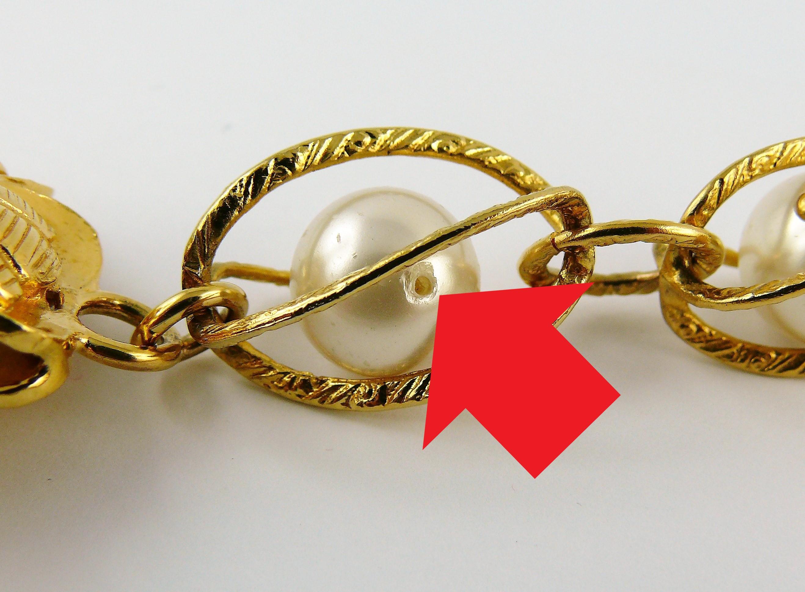 Chanel Vintage Gold Toned Caged Pearl Belt For Sale 7