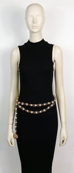 Chanel Vintage Gold Toned Caged Pearl Belt