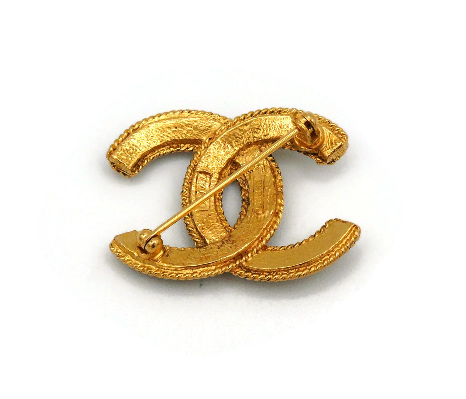 Chanel Vintage Gold Toned CC Brooch 2