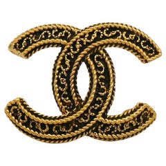 Chanel Vintage Gold Toned CC Brooch