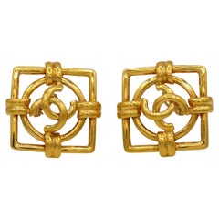 Chanel Vintage Gold Toned CC Clip-On Earrings, 1994